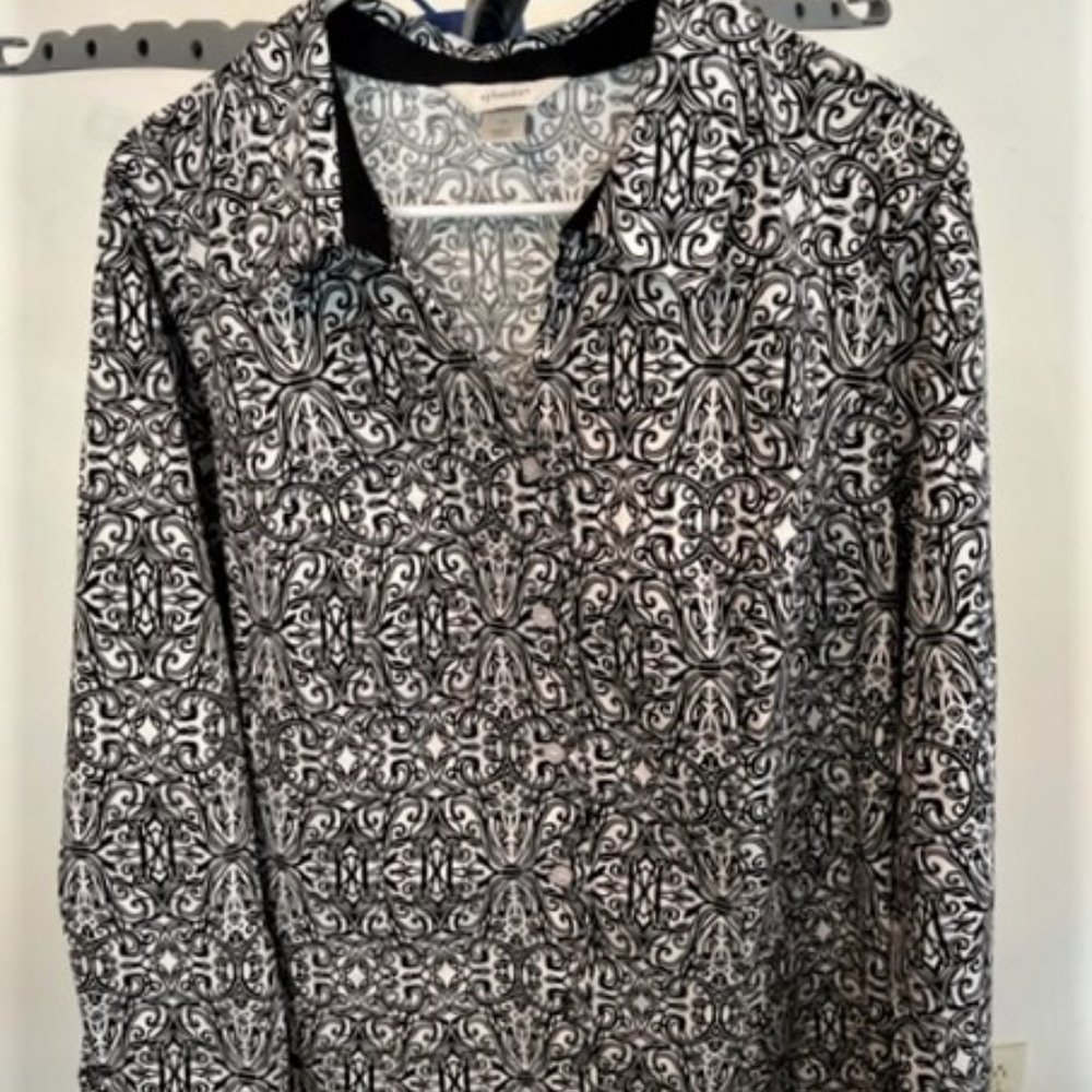 Woman's CJ Banksd Black and White Button Down Shirt
